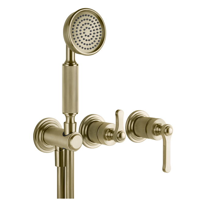 Фото Смеситель Gessi Venti20 65036#727 для душа с переключателем на 2 потока, латунь браш pvd