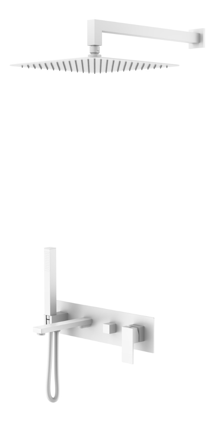 Фото Душевая система Boheme Qubic 474-MW с изливом белый матовый