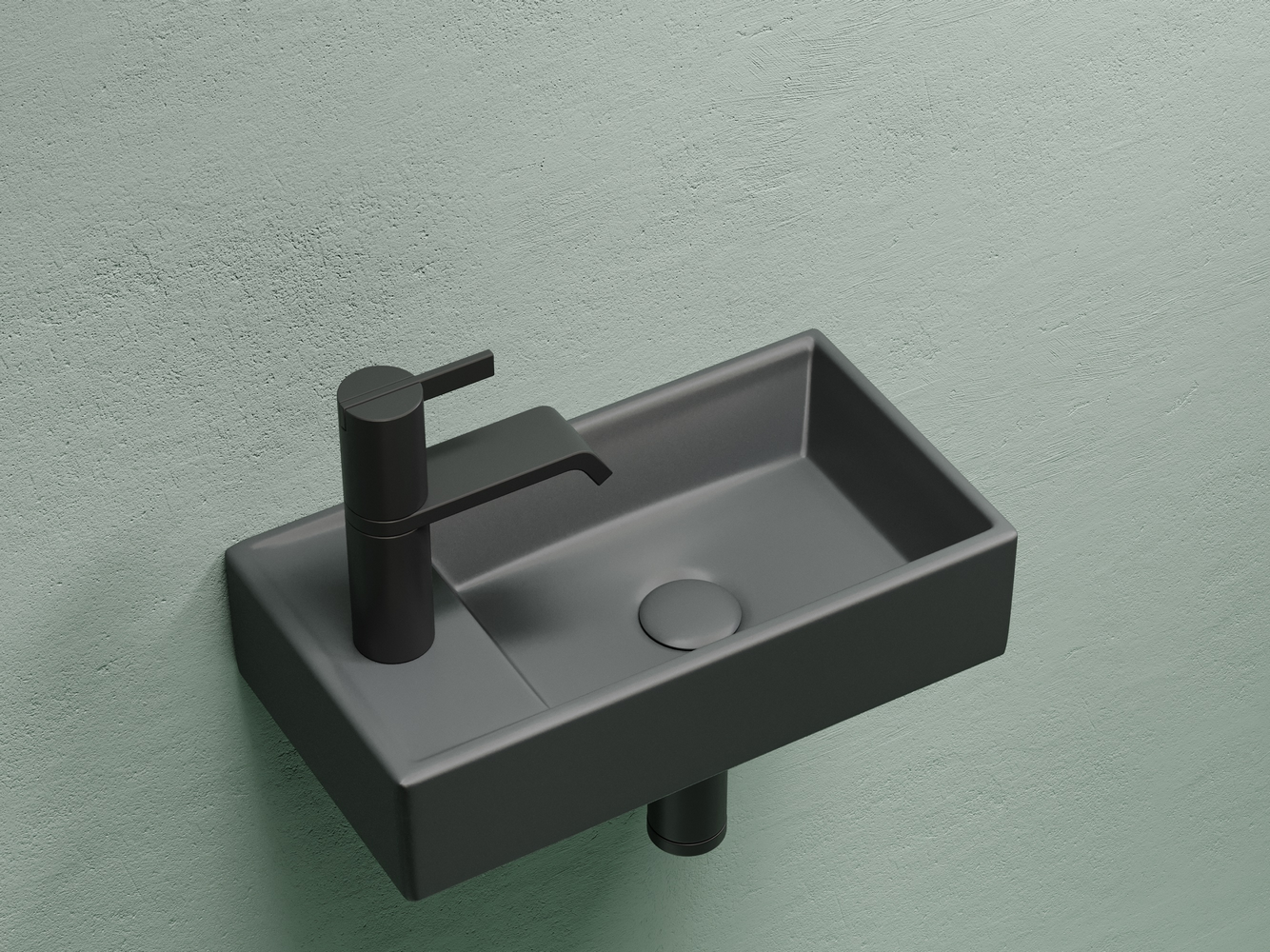 Фото Раковина Ceramicanova Element CN6051RMDH подвесная 40,7 × 21,7 × 10 см, темный антрацит матовый