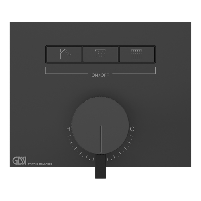 Фото Смеситель Gessi Hi-Fi 63081#299 для душа с переключателем на 3 потока, черный матовый