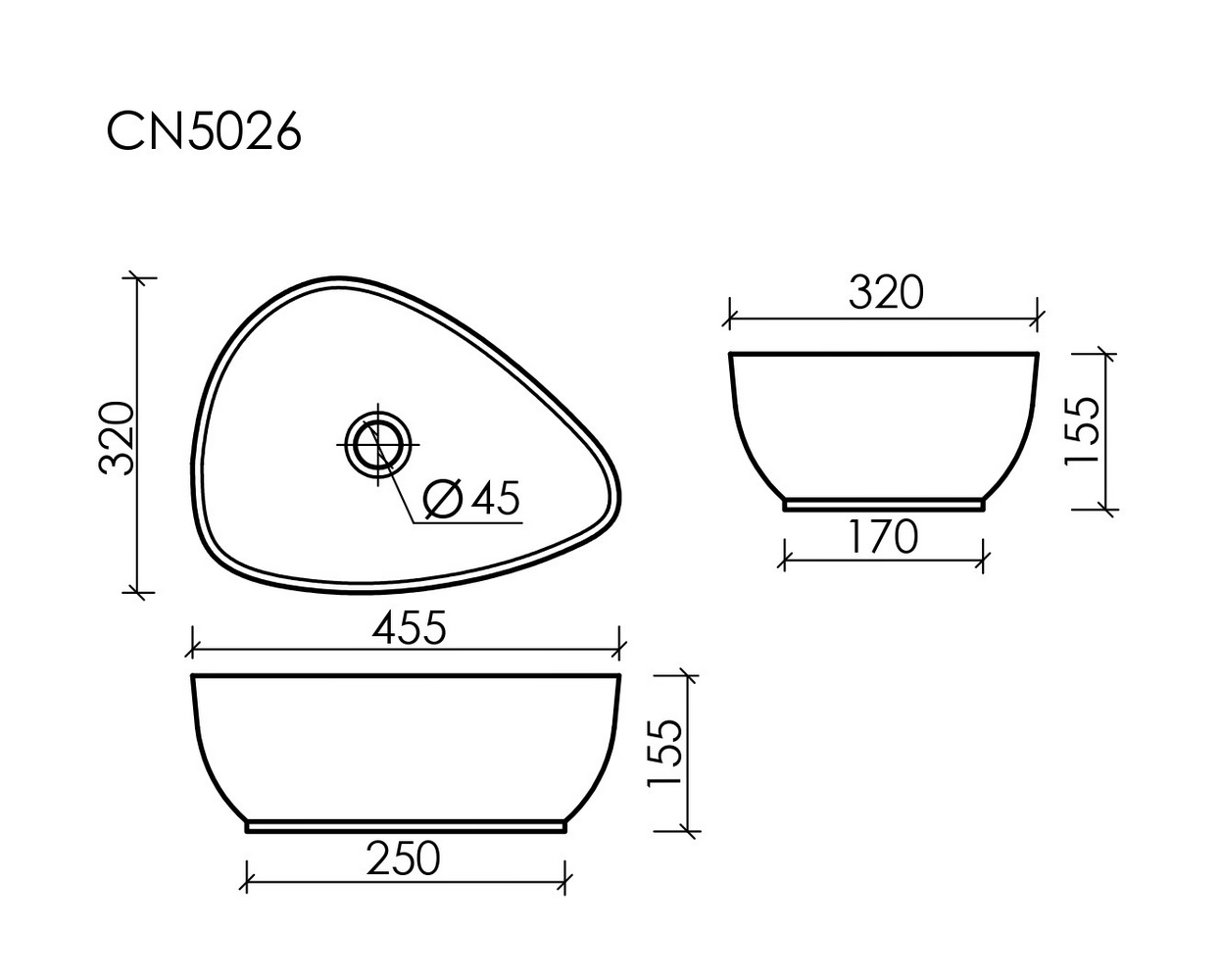 Фото Раковина Ceramicanova Element CN5026 накладная 45,5 × 32 × 15,5 см, белый глянцевый