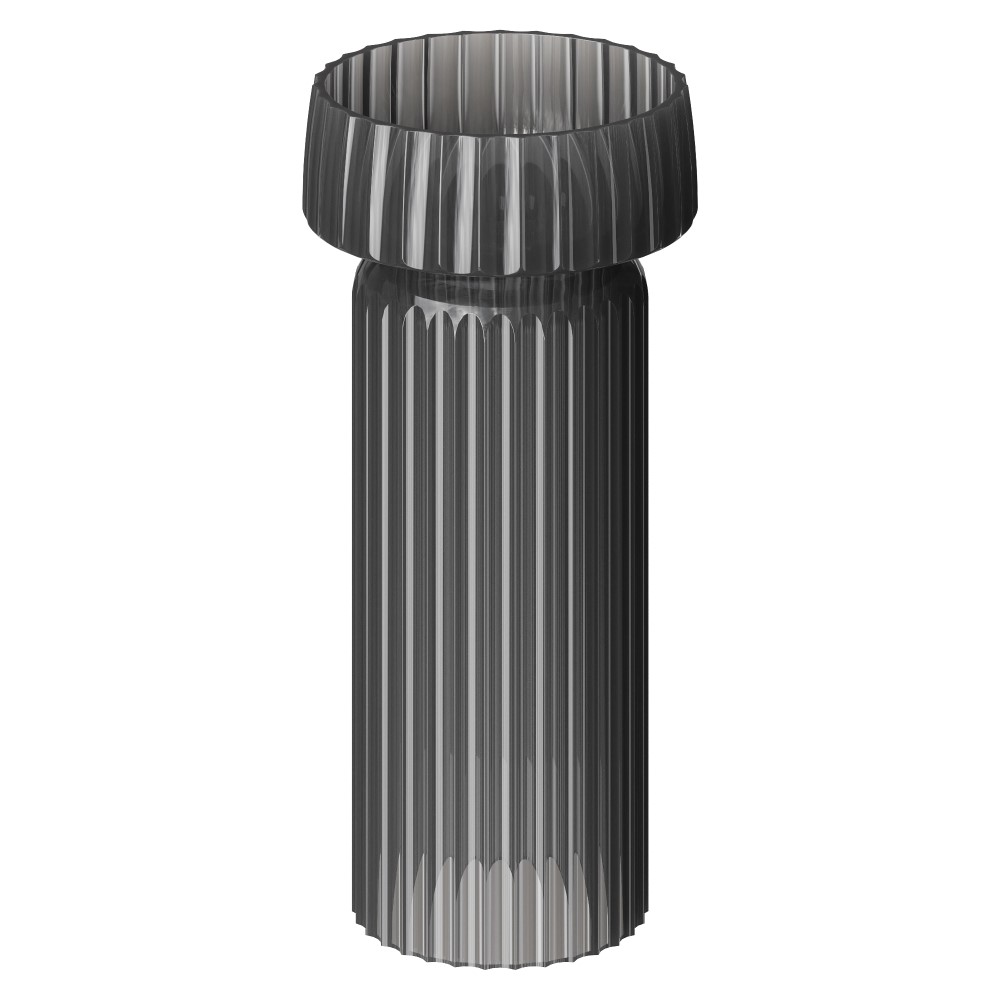 Фото Раковина с пьедесталом Boheme Glow 810-RIB-G-GR + 810-BASE-RIB-G-GR напольная круглая рифленая 40 см, Grey (прозрачный серый)