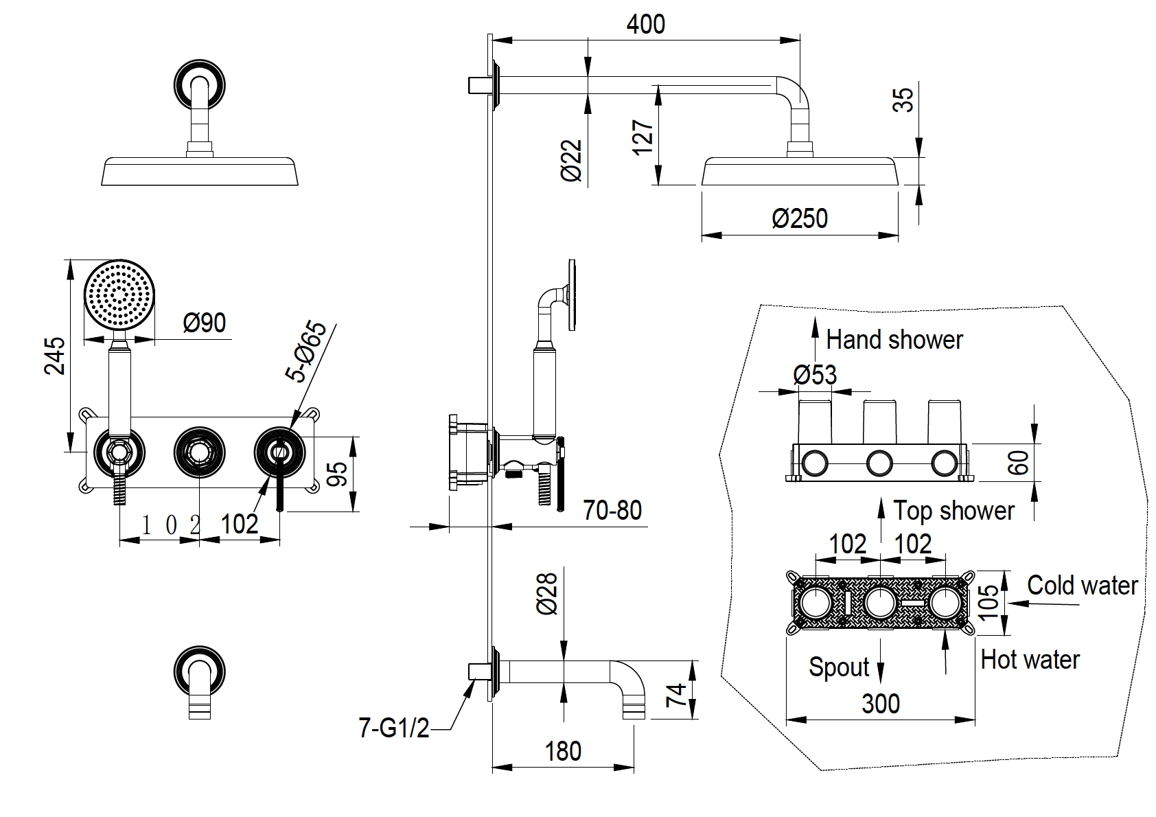 Фото Душевая система Boheme Eterna 174-2-BR бронза