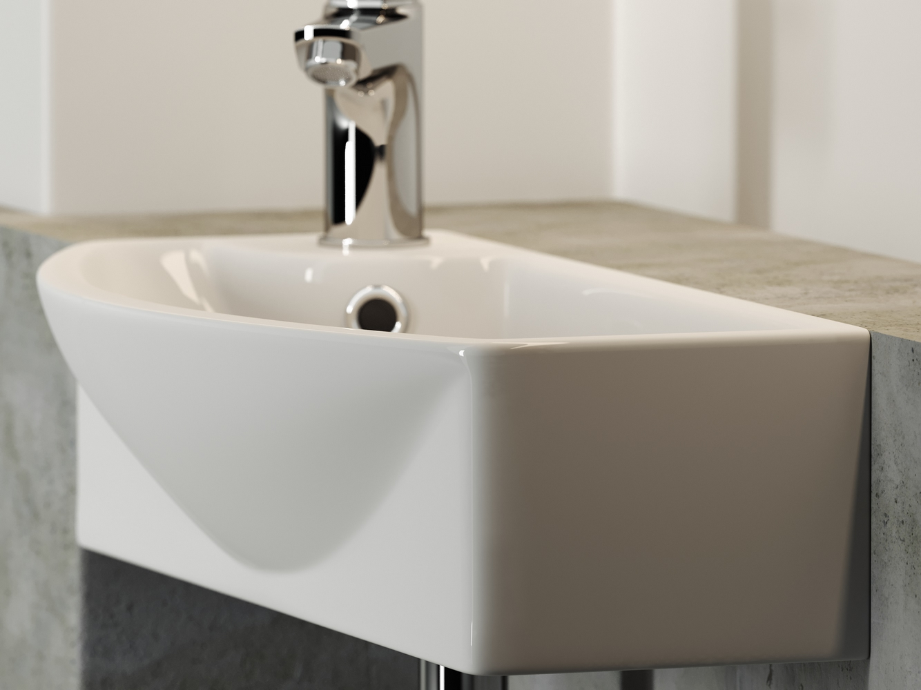 Фото Раковина Ceramicanova Element CN6038R подвесная 45,5 × 22 × 13 см, белый глянцевый