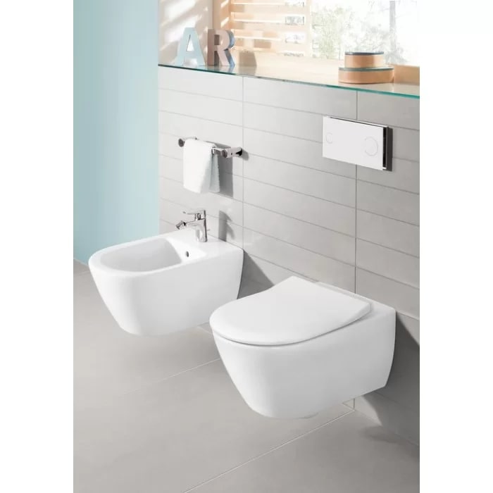 Фото Унитаз подвесной Villeroy & Boch Subway 2.0 5614R201, безободковый, с сиденьем с микролифтом, белый глянцевый