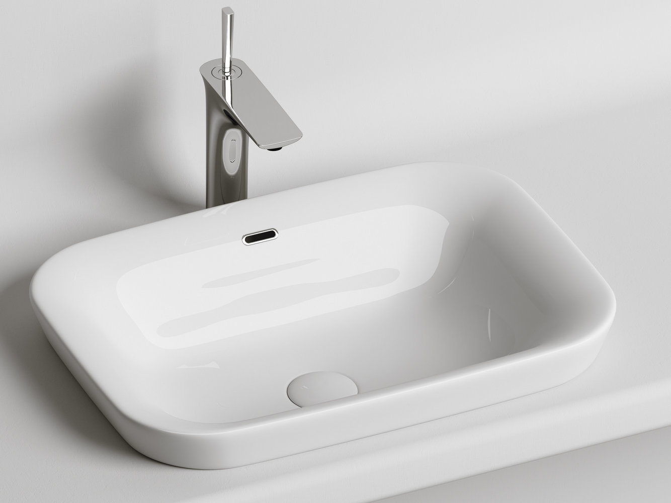 Фото Раковина Ceramicanova Element CN6041 встраиваемая сверху 58 × 40 × 15 см, белый глянцевый