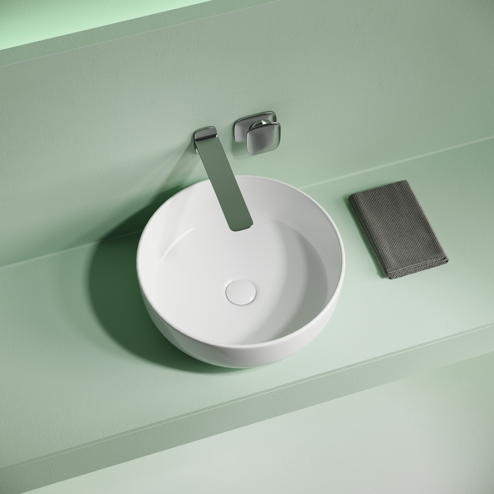 Фото Раковина Ceramicanova Taycan CN12003 накладная 37,5 × 37,5 × 14 см, белый глянцевый