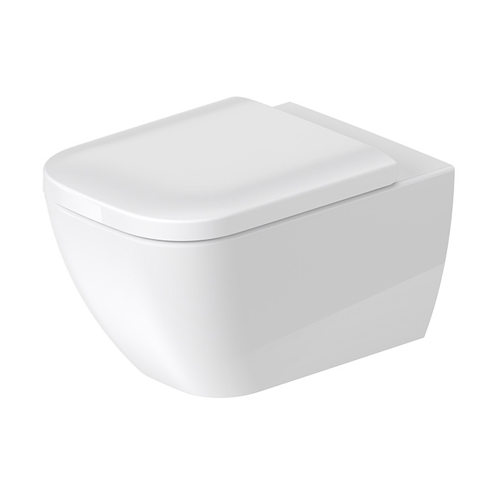 Фото Унитаз подвесной Duravit Happy D.2 2222092000, безободковый, без сиденья, белый глянцевый