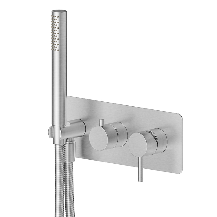 Фото Смеситель Newform X-Steel 316 69679EX.50.050 для душа с переключателем на 2 потока, нержавеющая сталь браш