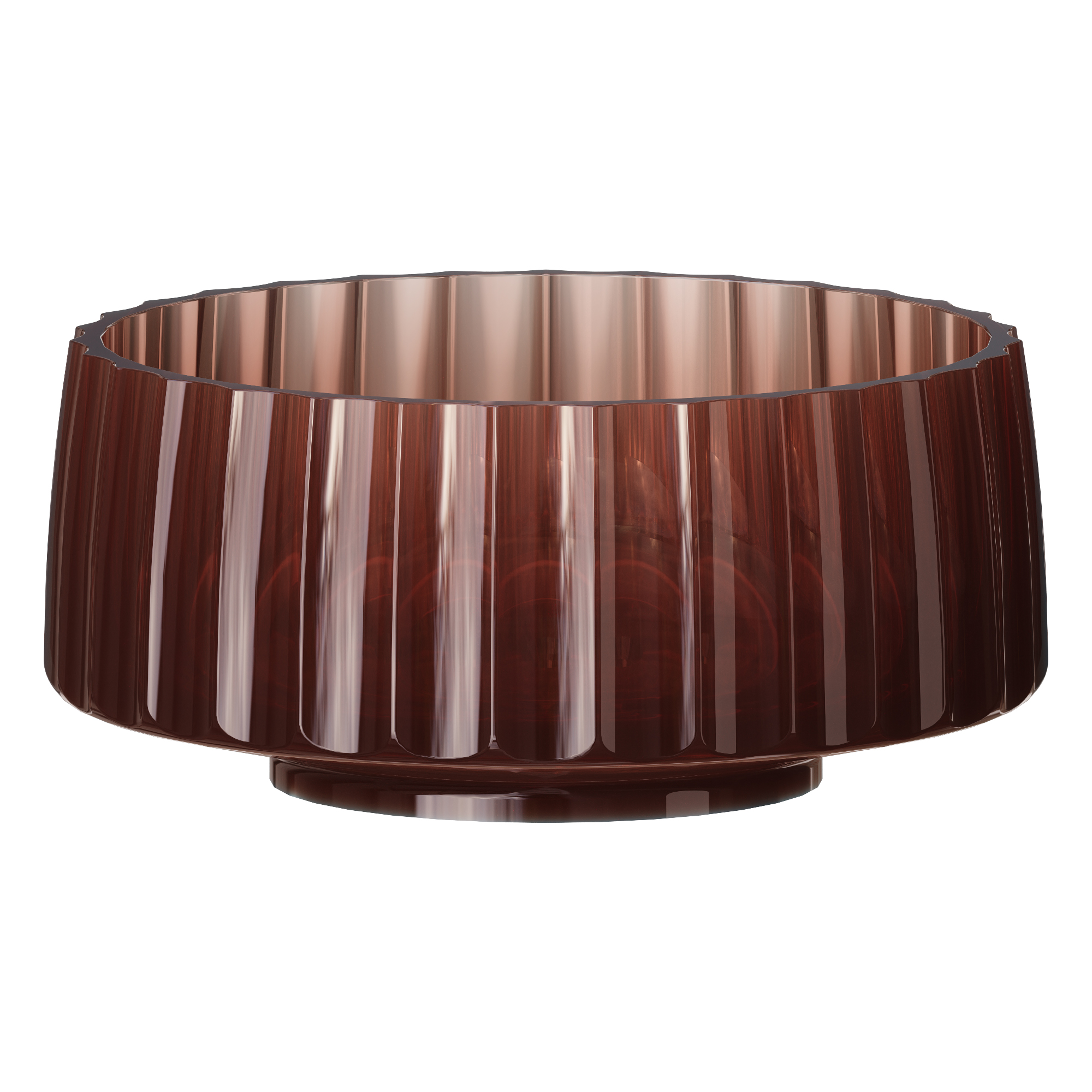 Фото Раковина Boheme Glow 810-RIB-G-BUR накладная круглая рифленая 40 см, Burgundy (прозрачный бордовый)