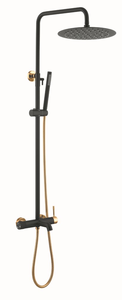 Фото Душевая стойка Boheme Uno 468-BG черный матовый/золото глянец