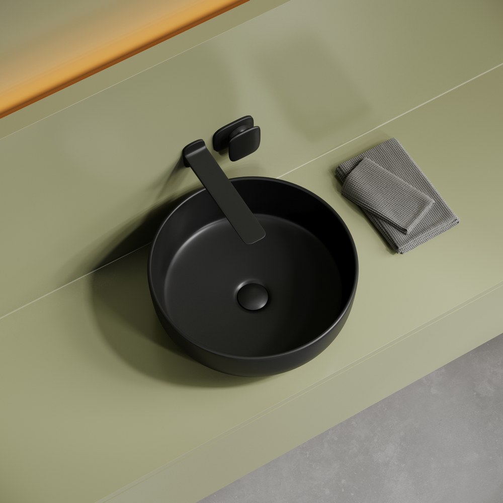 Фото Раковина Ceramicanova Taycan CN12003MB накладная 37,5 × 37,5 × 14 см, черный матовый
