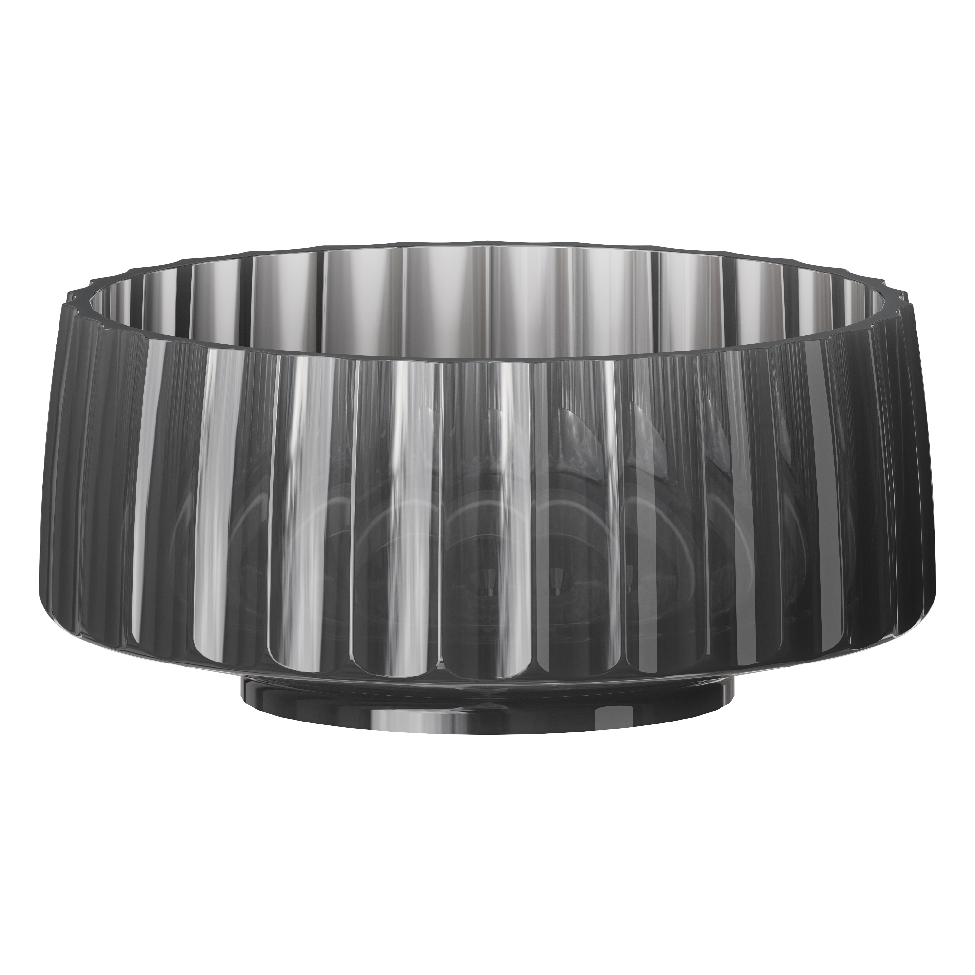 Фото Раковина Boheme Glow 810-RIB-G-GR накладная круглая рифленая 40 см, Grey (прозрачный серый)