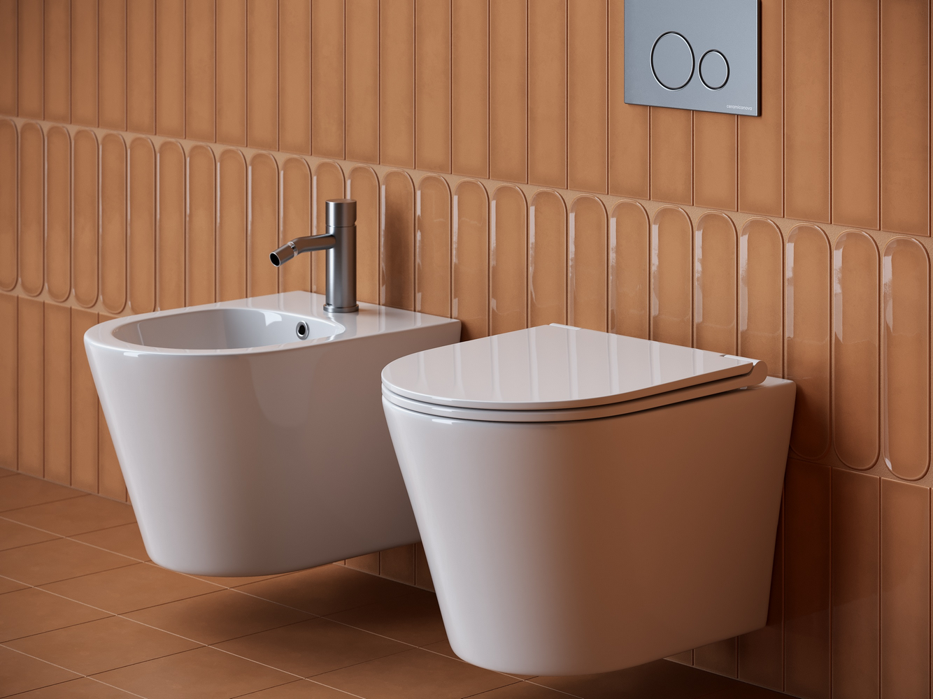 Фото Унитаз Ceramicanova Forma CN3011 безободковый с сиденьем подвесной, белый глянцевый