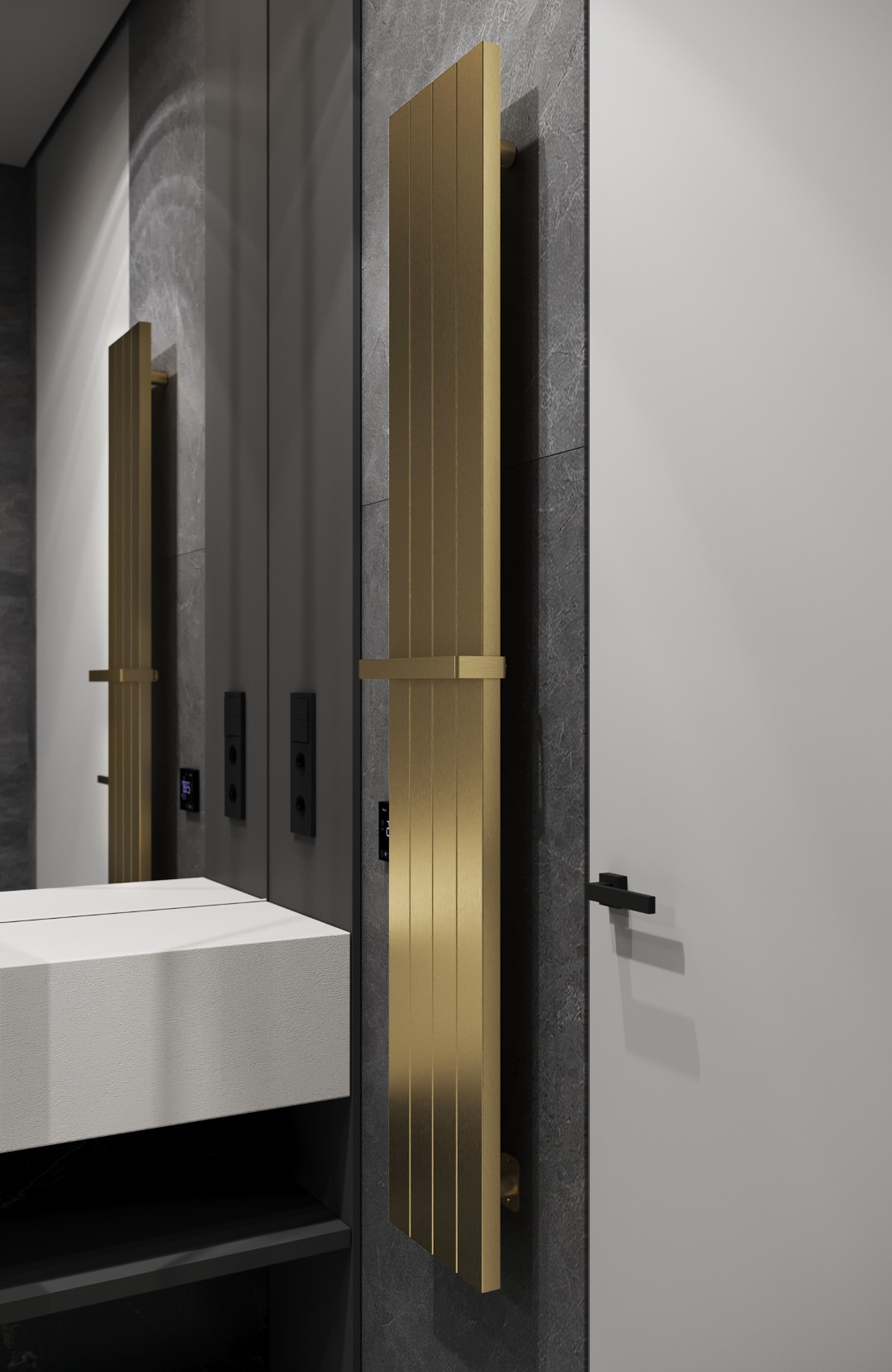 Фото Полотенцесушитель Boheme Flat 725-MG электрический, золото матовое  h150х27 см