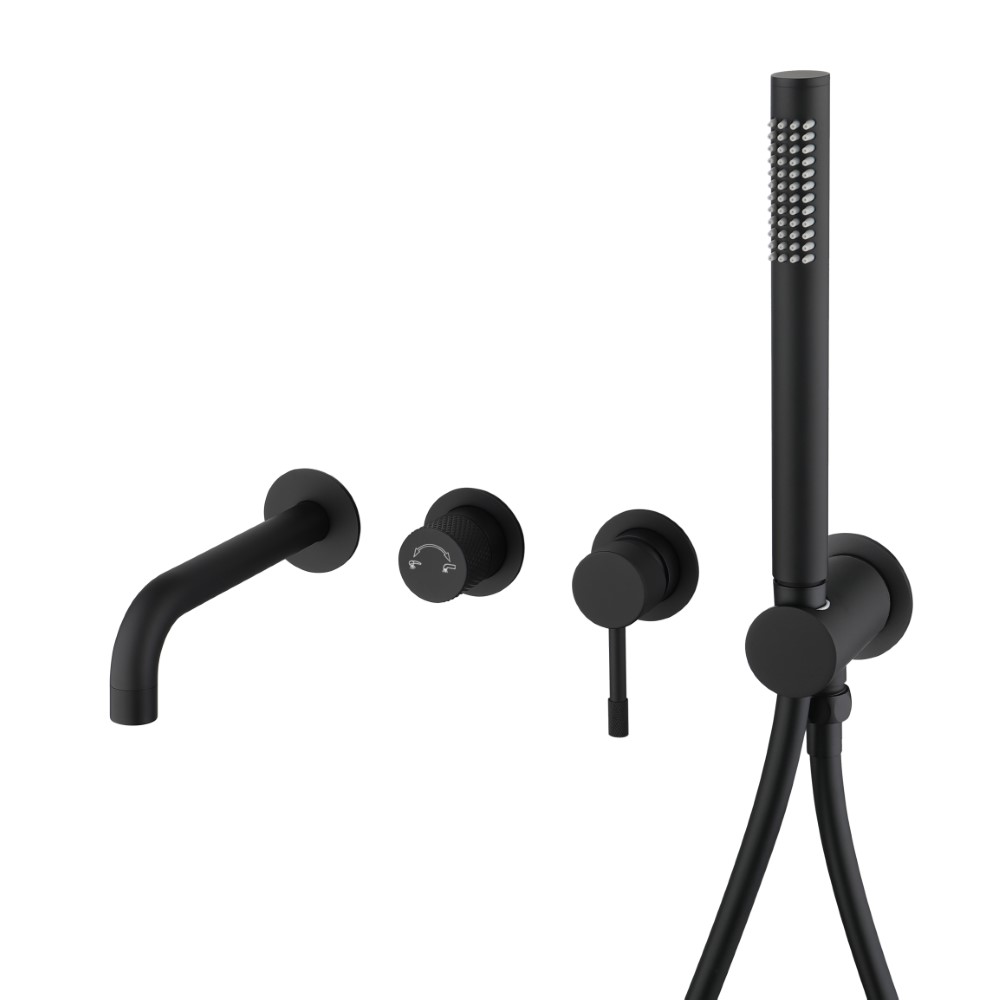 Фото Смеситель для ванны Boheme Uno 464-3-B настенный черный