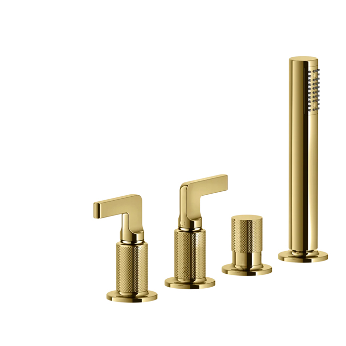 Фото Смеситель Gessi Inciso 58043#246 для ванны с душем, золото глянец pvd