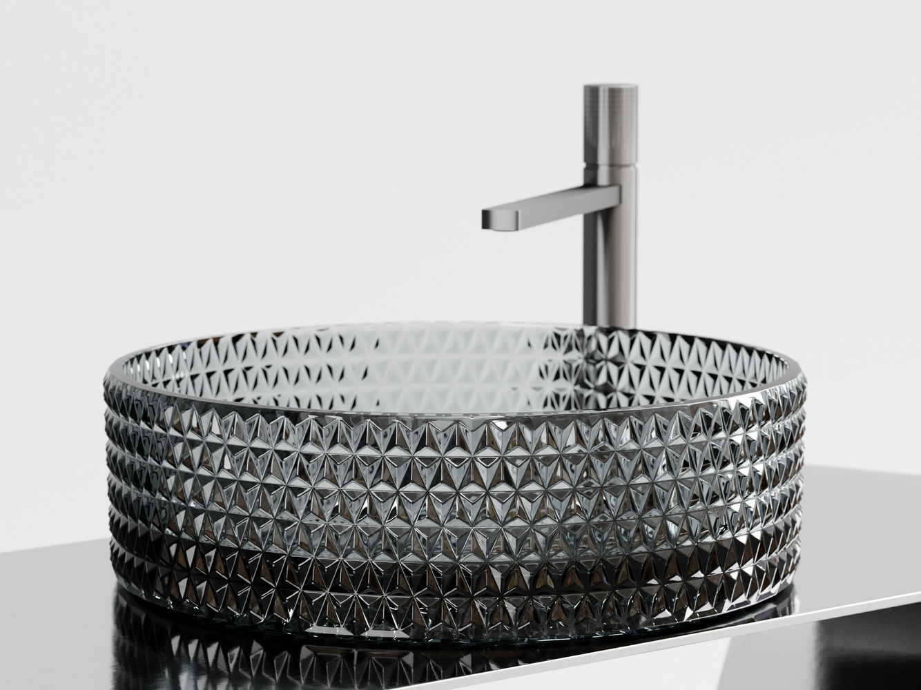 Фото Раковина Ceramicanova Cristal CN6060 накладная 36 × 36 × 11,2 см, черный глянцевый