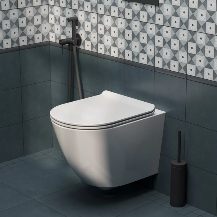 Фото Унитаз подвесной укороченный Kerama Marazzi Sfera SF.wc.02, безободковый, без сиденья, белый глянцевый