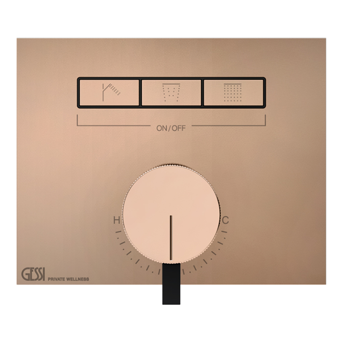 Фото Смеситель Gessi Hi-Fi 63081#030 для душа с переключателем на 3 потока, медь глянец pvd