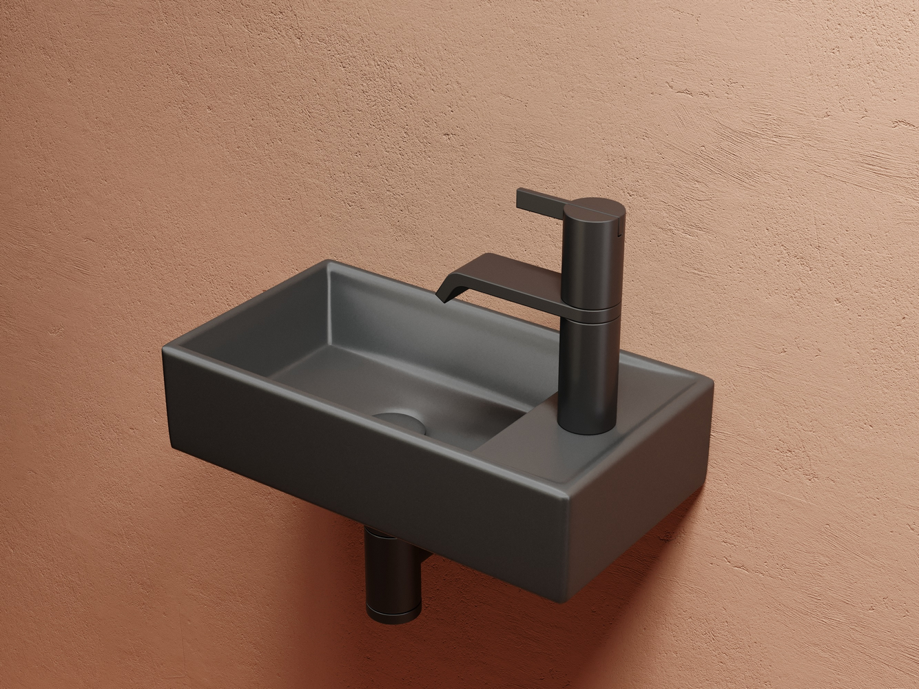 Фото Раковина Ceramicanova Element CN6051LMDH подвесная 41 × 22,5 × 10,5 см, темный антрацит матовый
