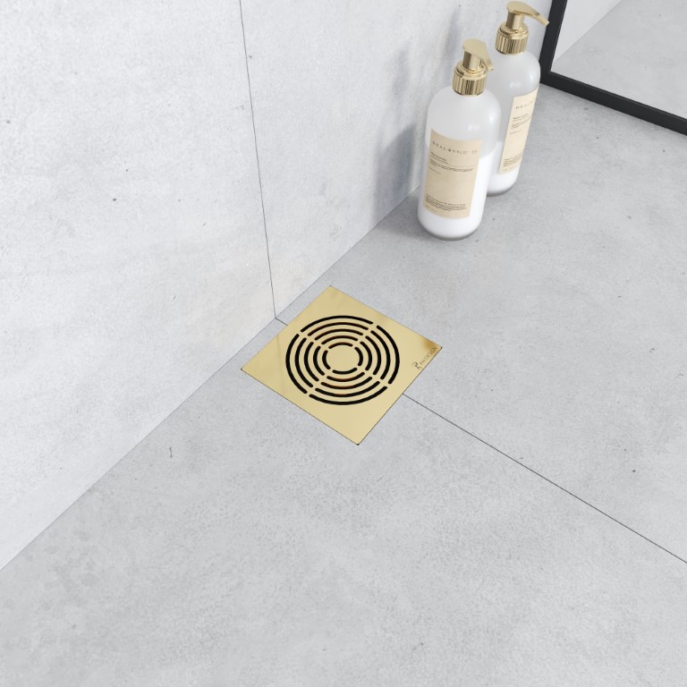 Фото Душевой трап Boheme Smart Design 984-15-G, 10x10 см, золото глянец
