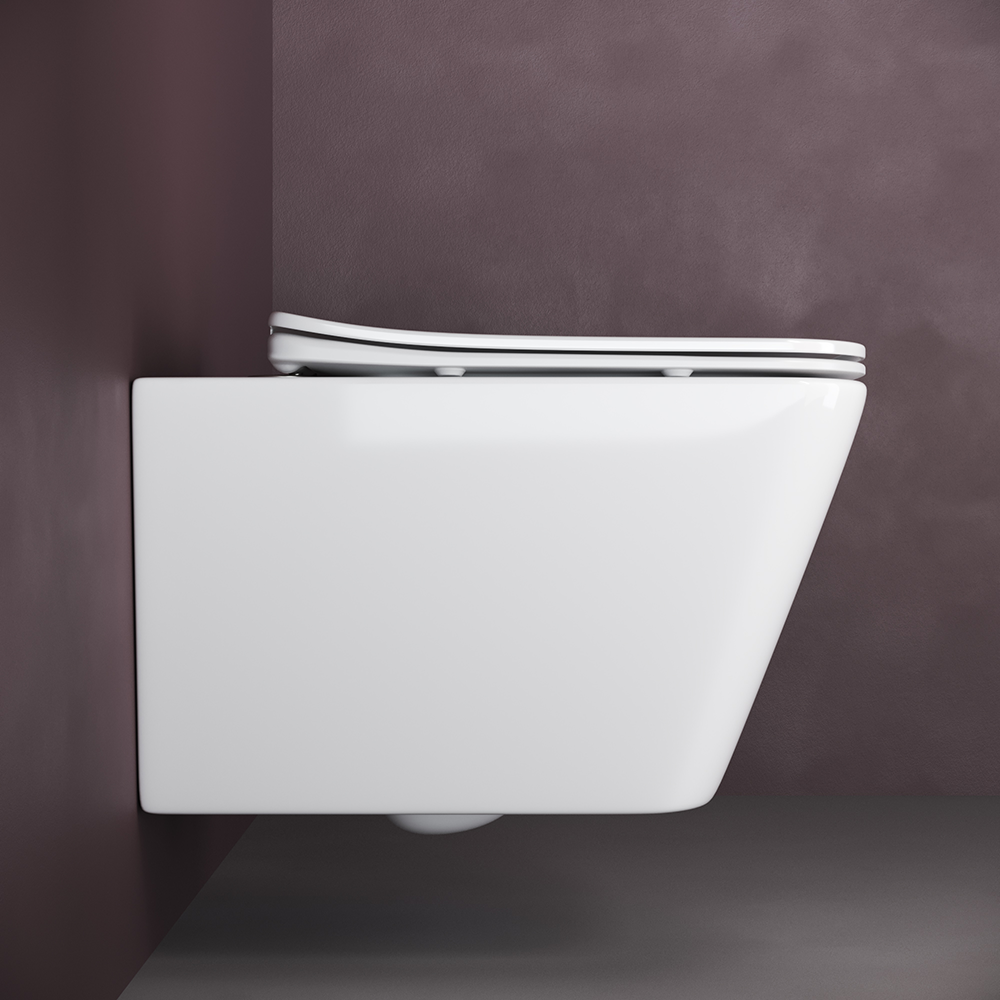 Фото Унитаз Ceramicanova Metric CN3007 безободковый с сиденьем подвесной, белый глянцевый