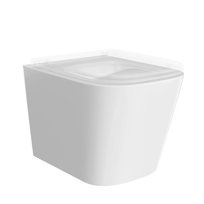 Фото Унитаз подвесной укороченный Kerama Marazzi Cubo CU.wc.02, безободковый, с сиденьем с микролифтом, белый глянцевый