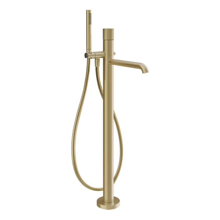 Фото Смеситель Gessi Habito 70528#727 напольный для ванны, латунь браш pvd