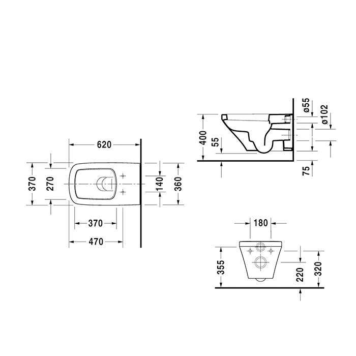 Фото Унитаз подвесной Duravit DuraStyle 2537092000, без сиденья, белый глянцевый