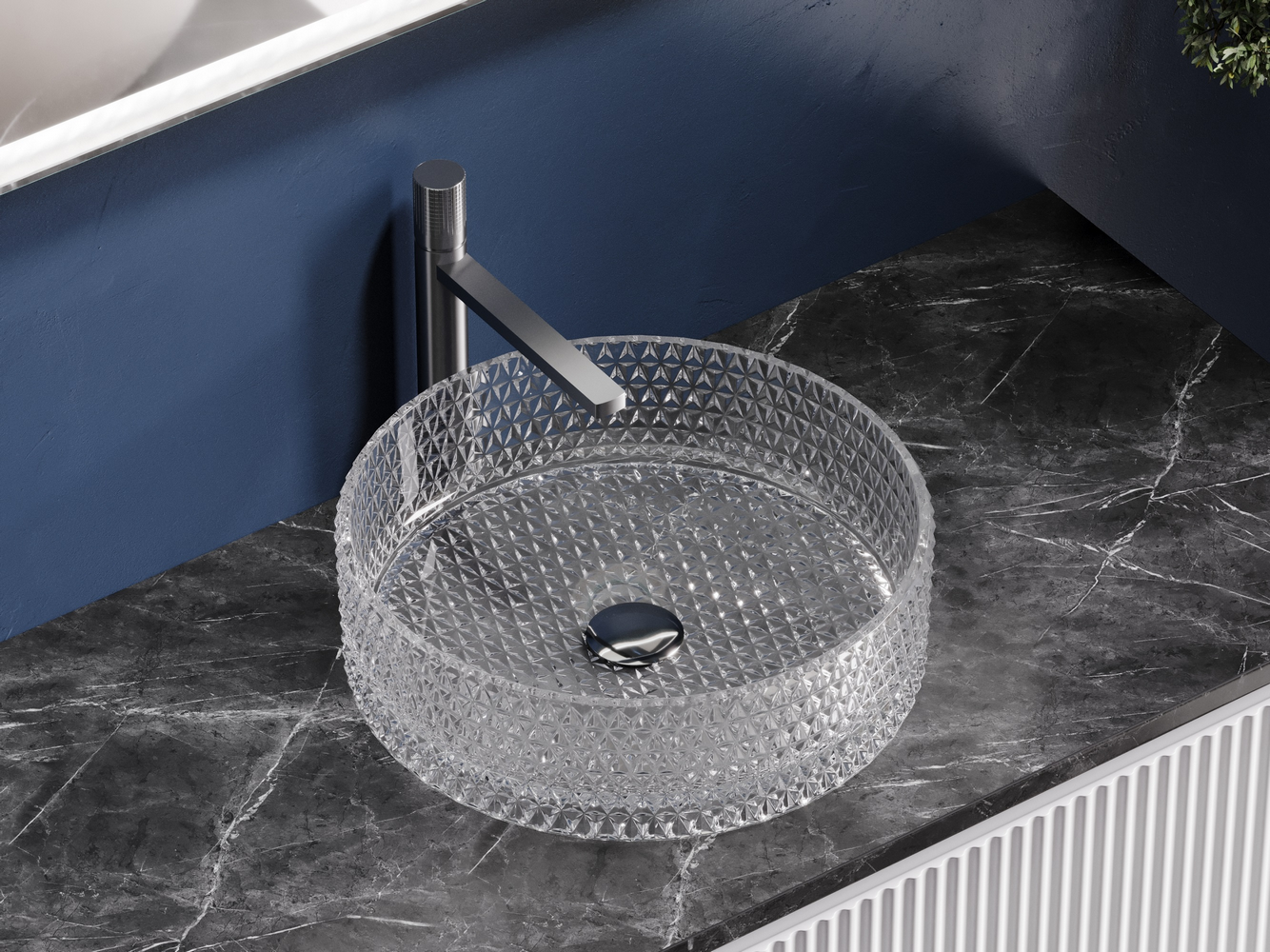 Фото Раковина Ceramicanova Cristal CN6062 накладная 36 × 36 × 11,2 см, прозрачная глянцевая