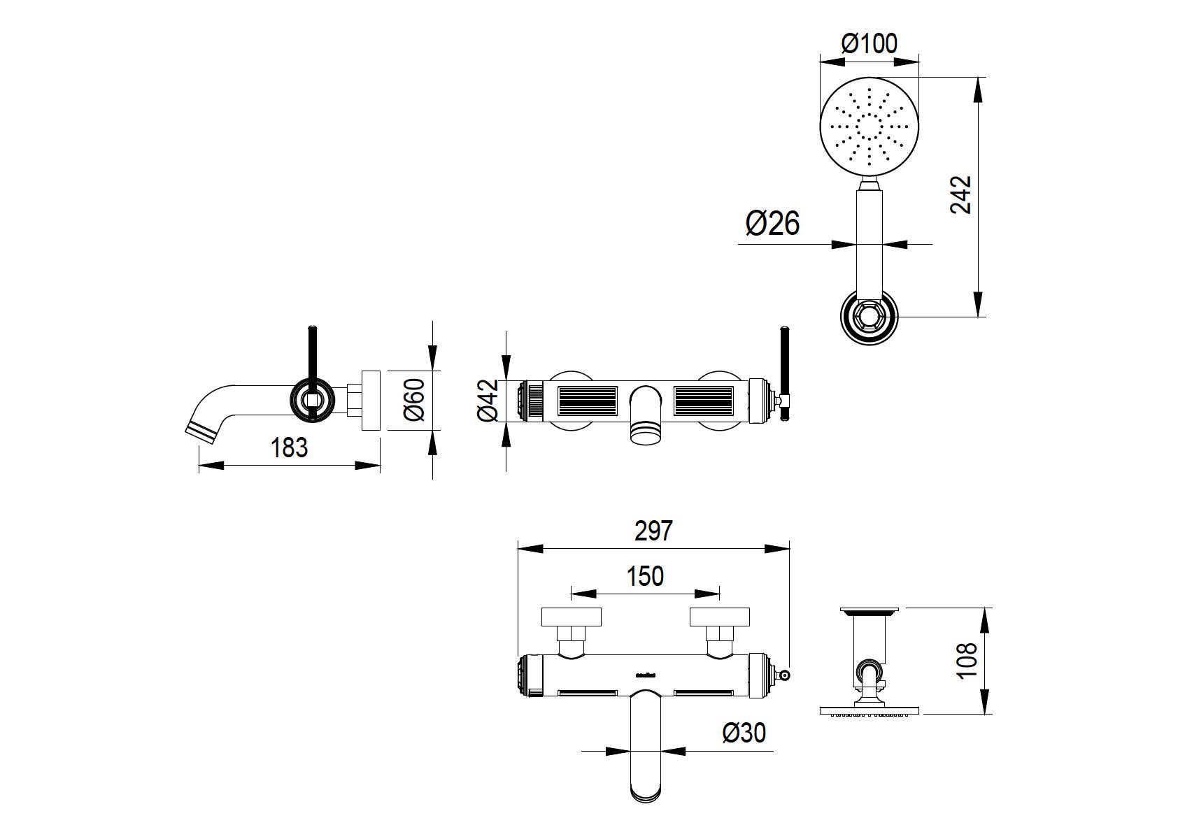 Фото Смеситель для ванны Boheme Eterna 173-BR
 бронза