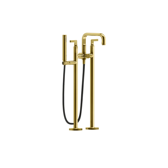 Фото Смеситель Gessi Inciso 58029#246 напольный для ванны с душем, золото глянец pvd