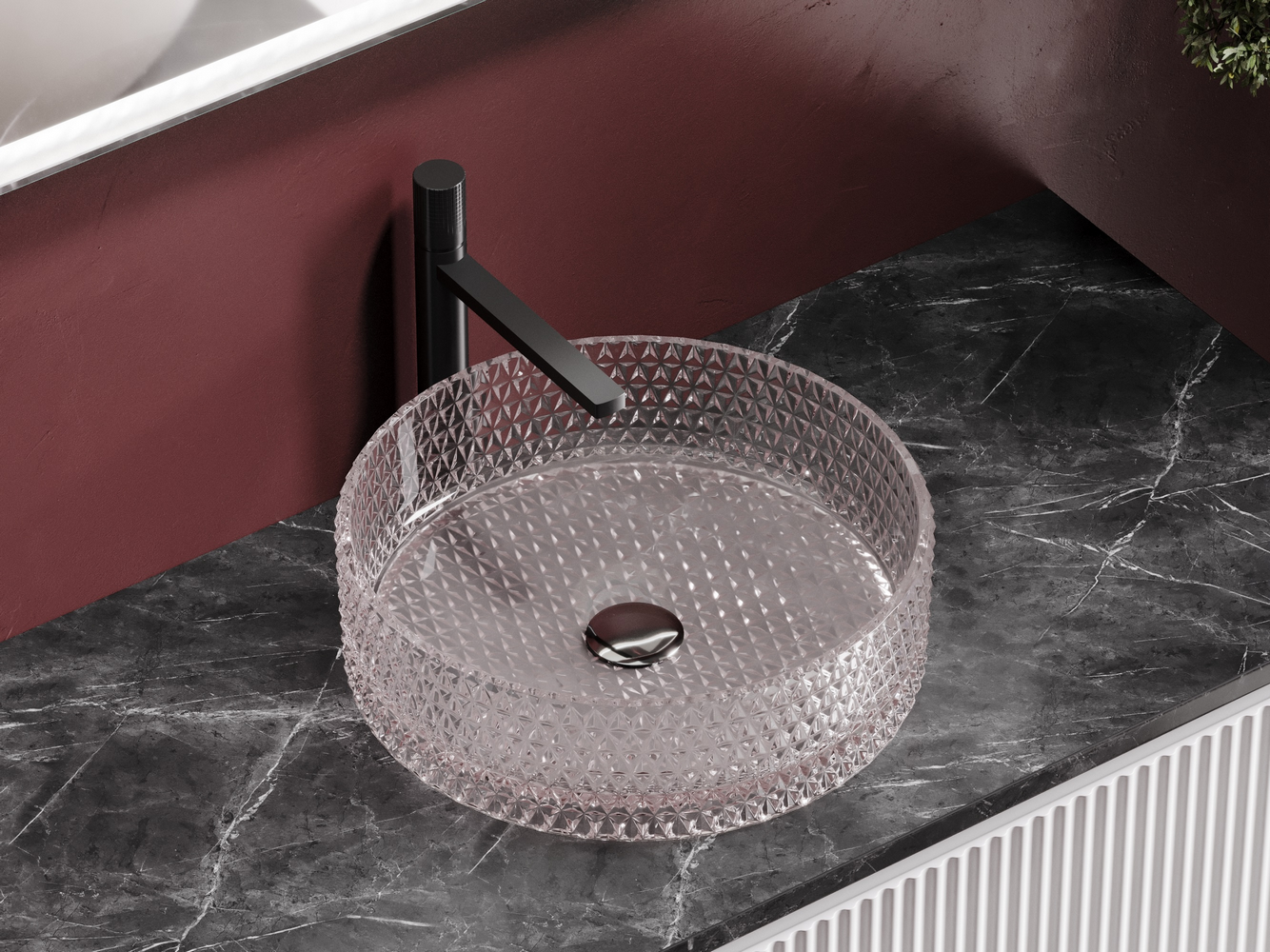 Фото Раковина Ceramicanova Cristal CN6061 накладная 36 × 36 × 11,2 см, розовый глянцевый