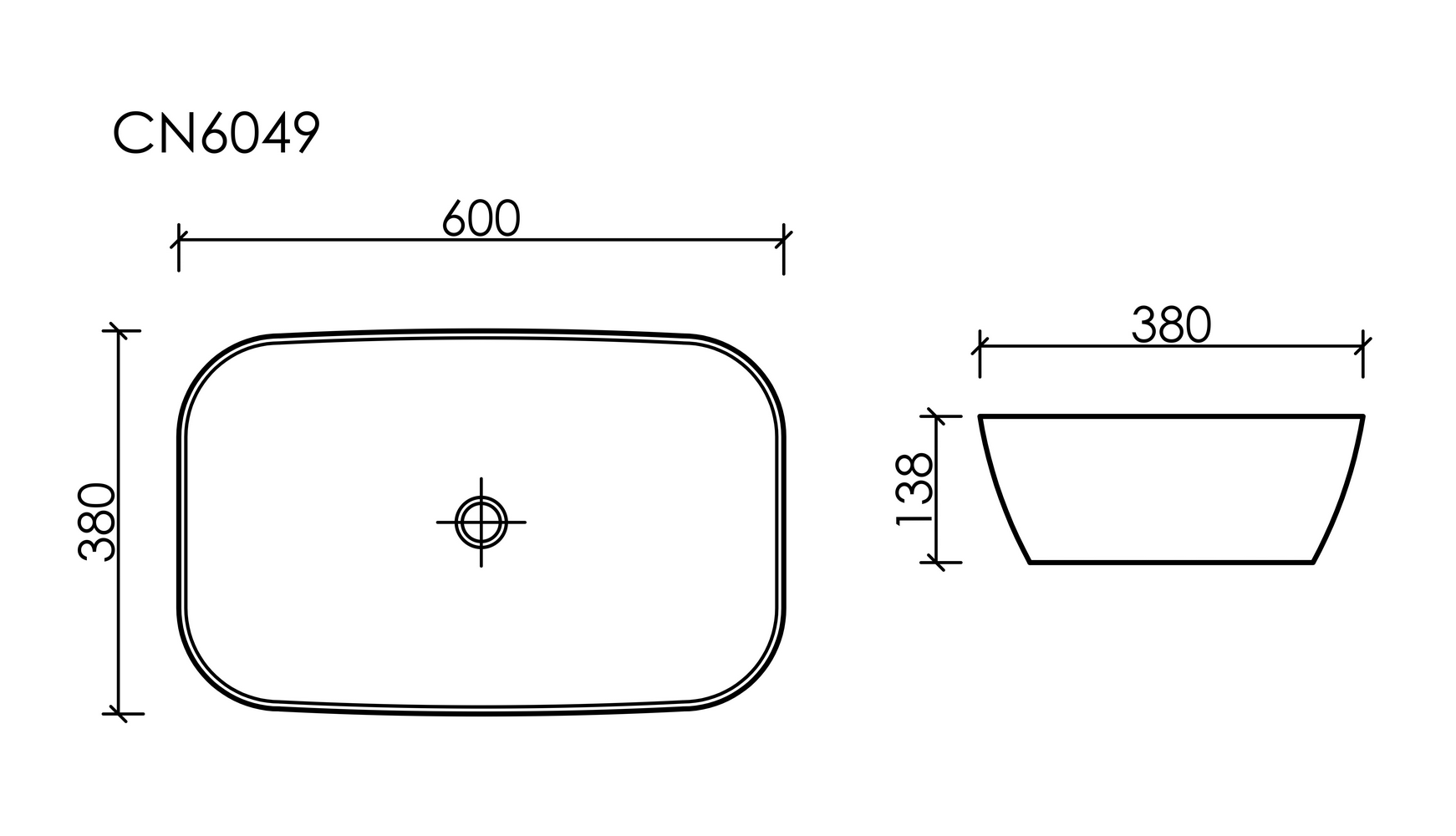 Фото Раковина Ceramicanova Element CN6049MW накладная 61 × 38,5 × 14 см, белый матовый