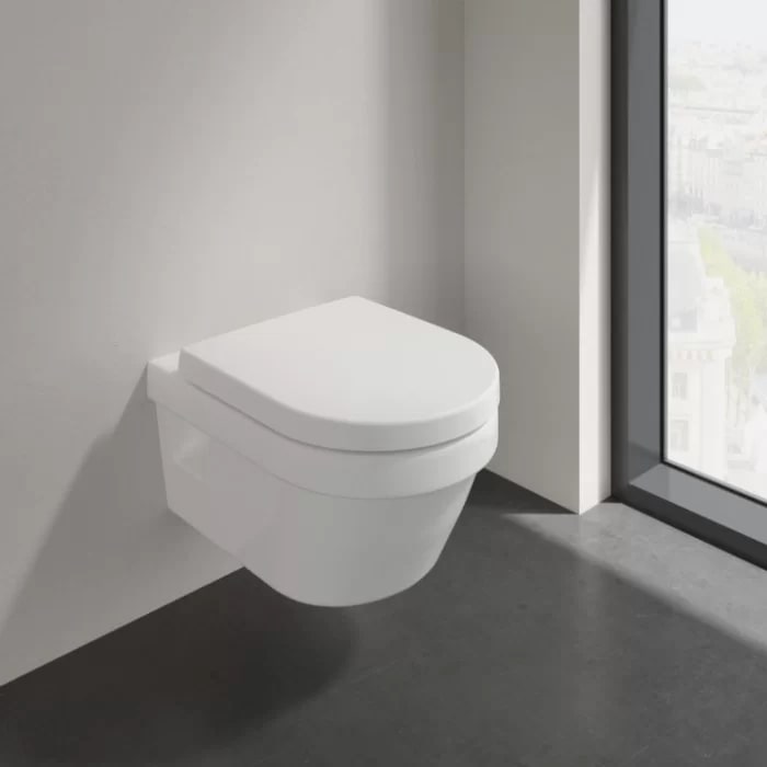 Фото Унитаз подвесной Villeroy & Boch Architectura 5684HR01, безободковый, с сиденьем с микролифтом, белый глянцевый