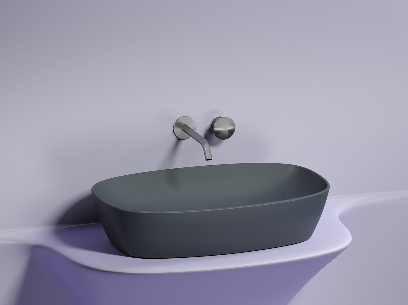 Фото Раковина Ceramicanova Element CN6049MDH накладная 61 × 38,5 × 14 см, темный антрацит матовый