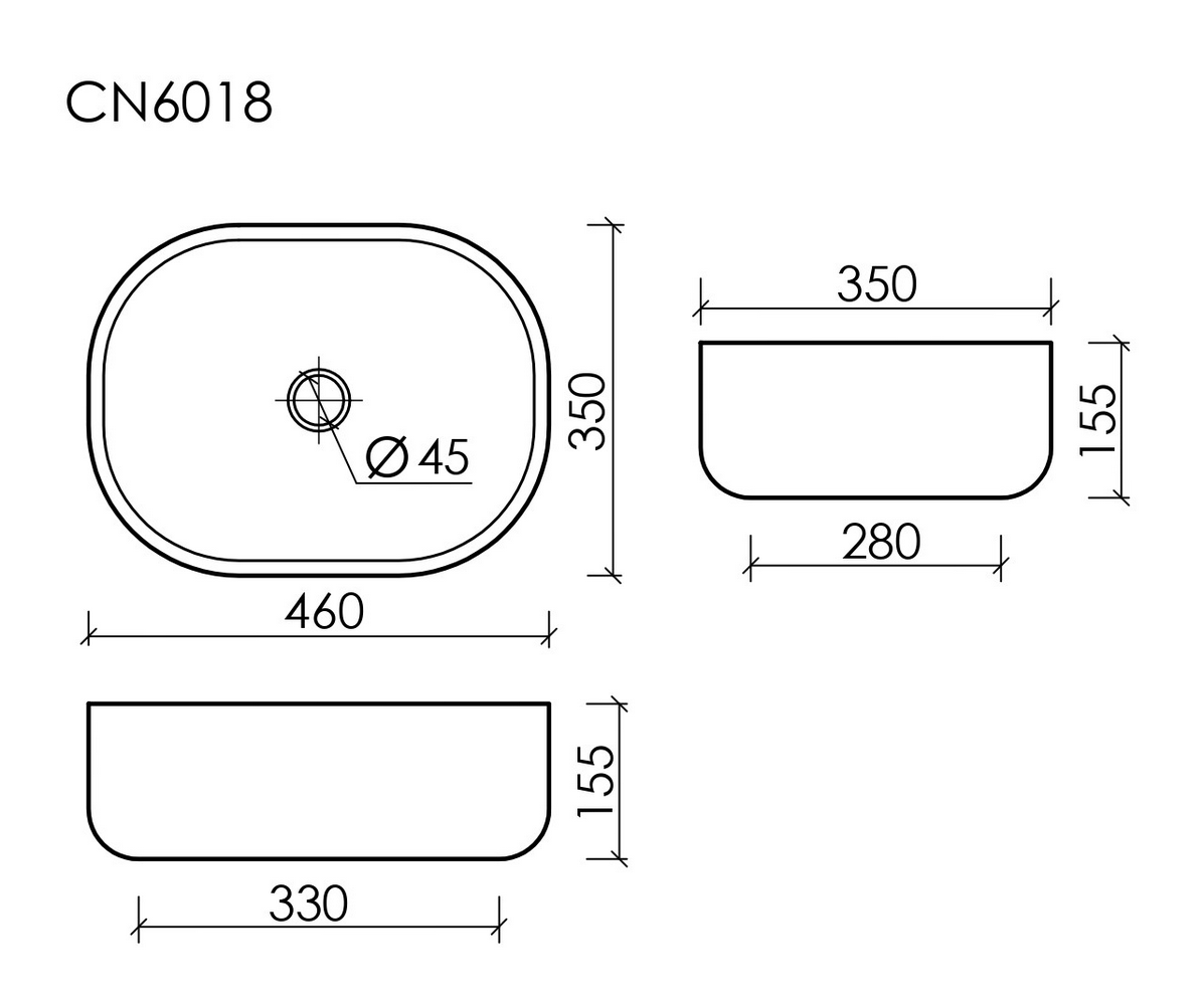 Фото Раковина Ceramicanova Element CN6018 накладная 46 × 35 × 15,5 см, белый глянцевый