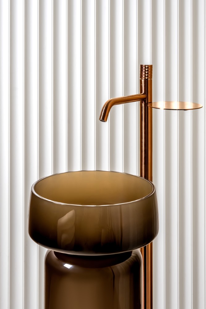 Фото Раковина Boheme Glow Smoke 810-GS-BR накладная круглая 40 см, Bronze (дымчатая бронза)