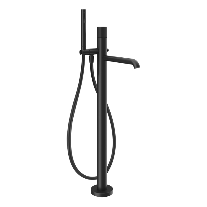 Фото Смеситель Gessi Habito 70528#299 напольный для ванны, черный матовый