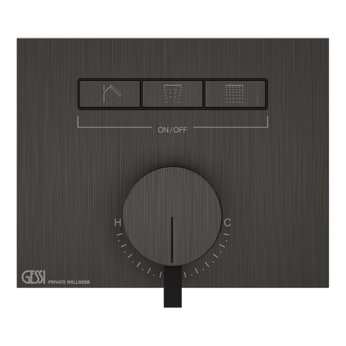 Фото Смеситель Gessi Hi-Fi 63081#707 для душа с переключателем на 3 потока, черный хром браш pvd