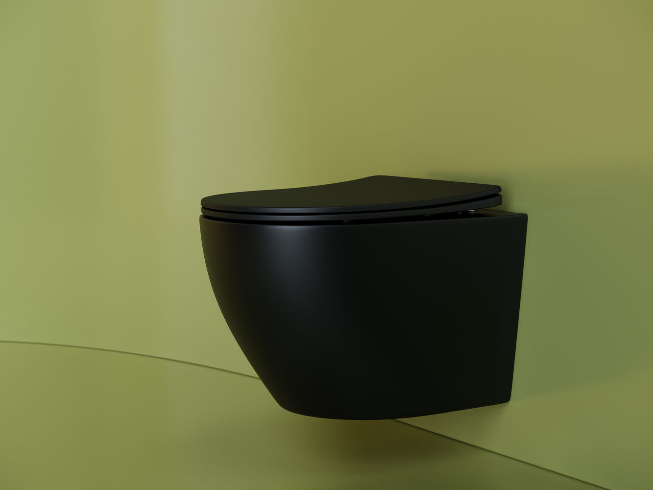 Фото Унитаз Ceramicanova Uno CN11001MB безободковый с сиденьем подвесной, черный матовый