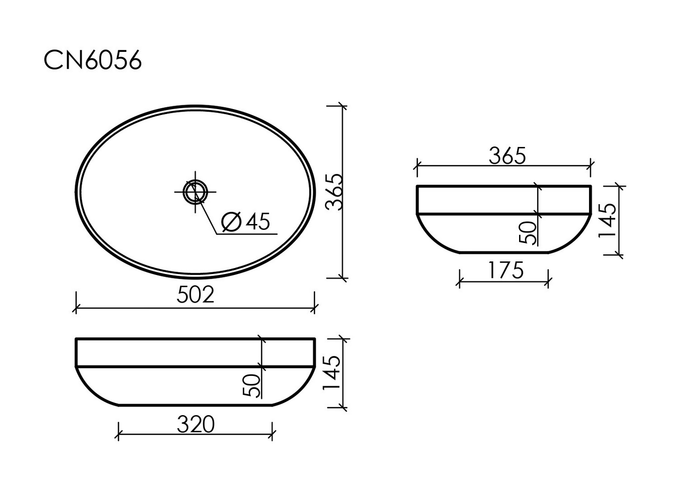 Фото Раковина Ceramicanova Element CN6056 накладная 50,2 × 36,3 × 14,5 см, белый глянцевый