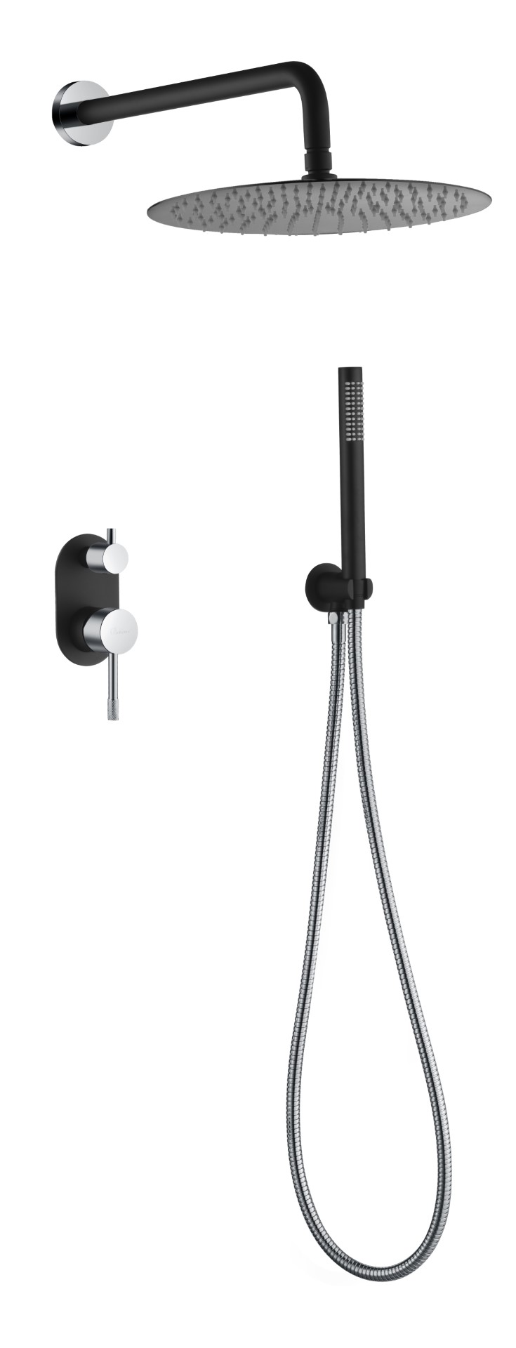 Фото Душевая система Boheme Uno 464-BCR черный матовый/хром глянец