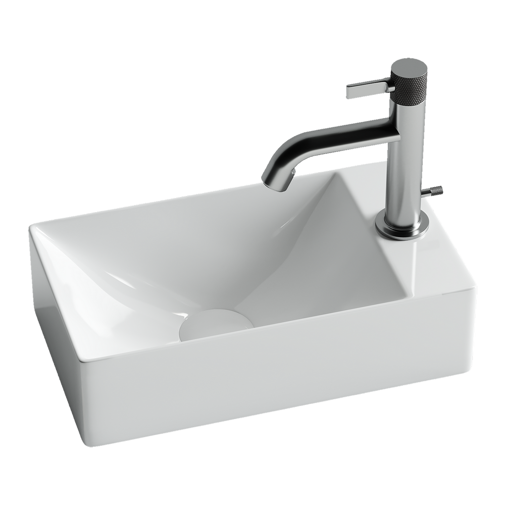 Фото Раковина Ceramicanova Element CN5007 подвесная 37,5 × 21,5 × 10 см, белый глянцевый
