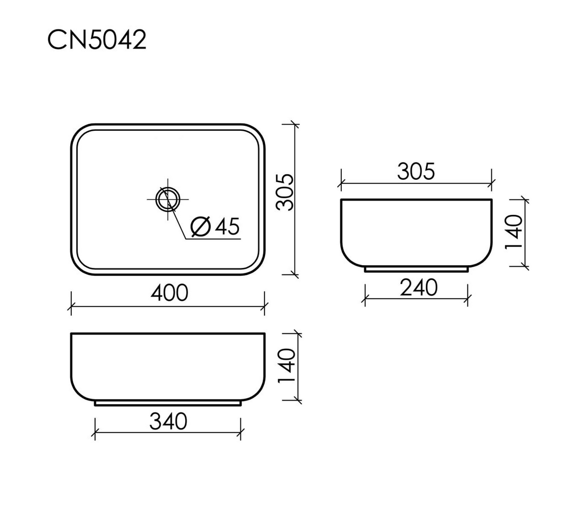Фото Раковина Ceramicanova Element CN5042 накладная 40 × 30,5 × 14 см, белый глянцевый