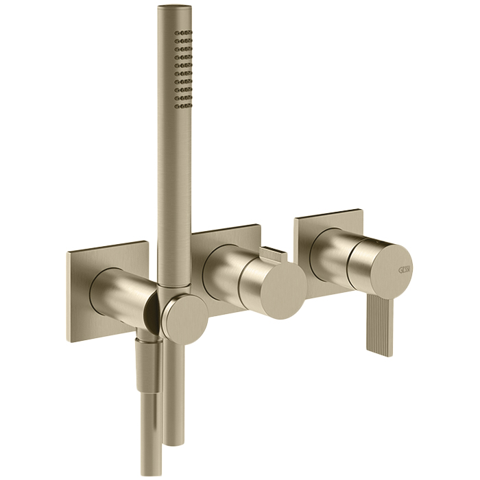 Фото Смеситель Gessi Inverso Rigato 73536#726 для душа, бронза браш pvd