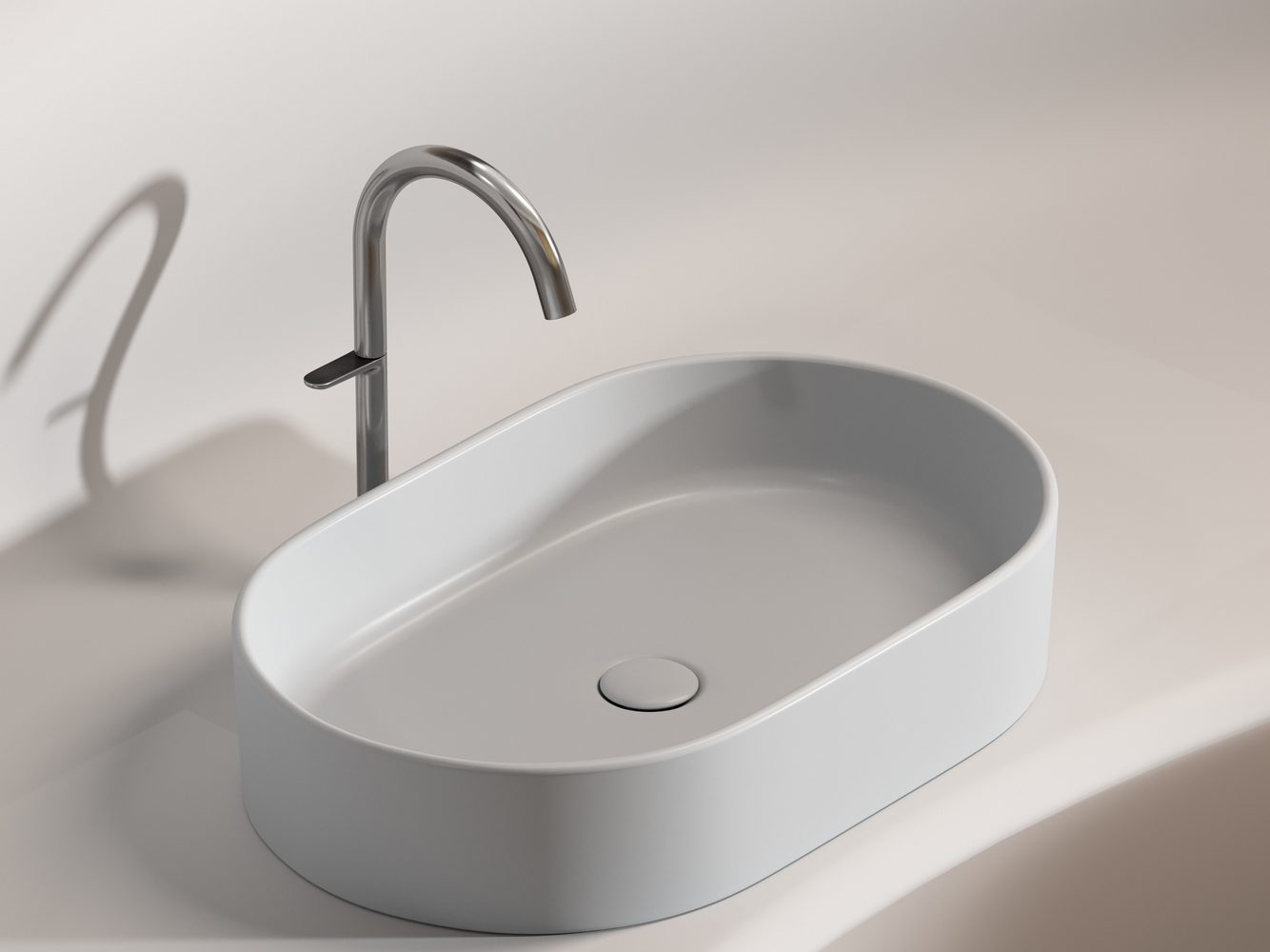 Фото Раковина Ceramicanova Element CN6048MSG накладная 60 × 38,5 × 12,2 см, серый матовый