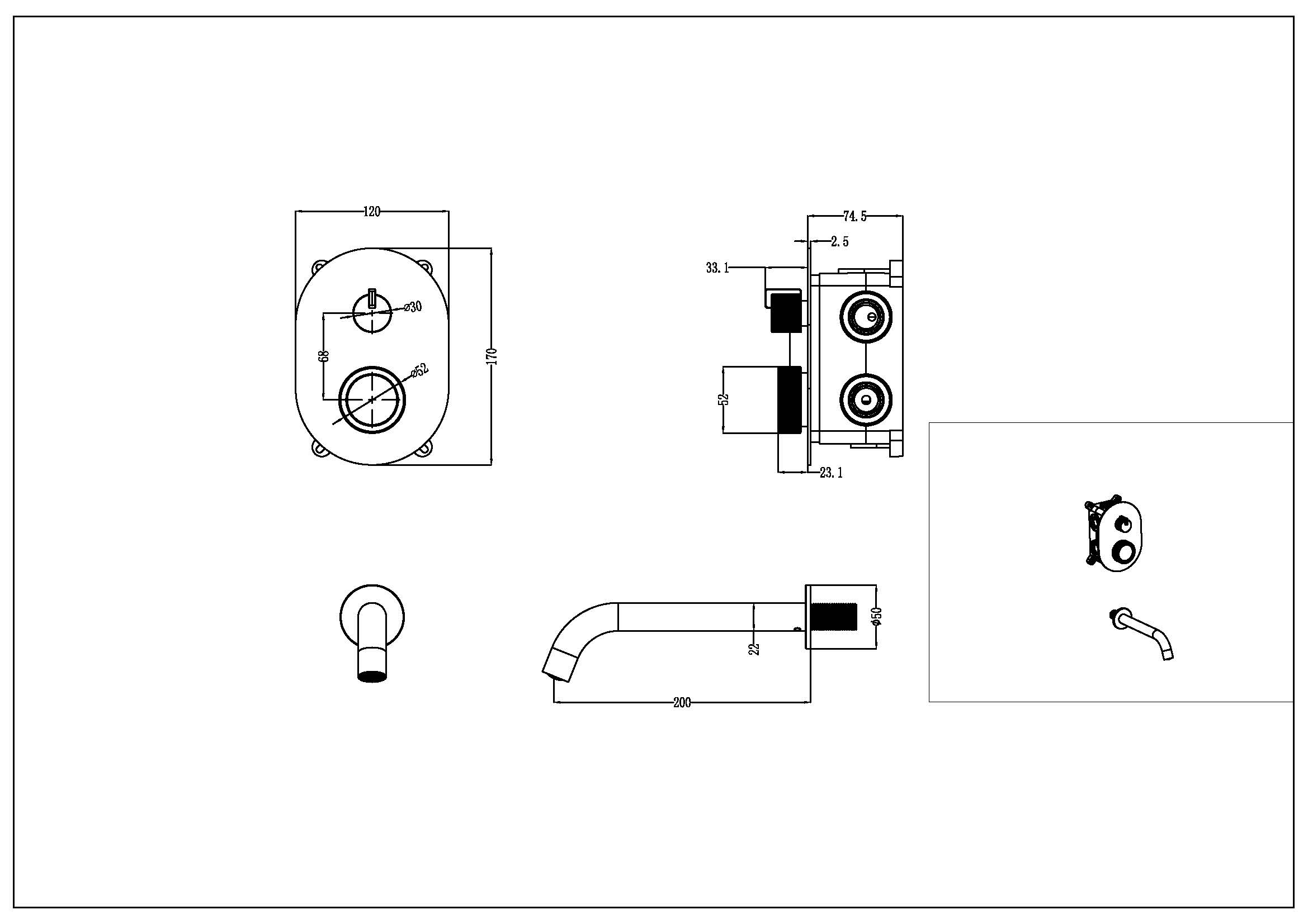 Фото Смеситель для душа Boheme Tech 154-4-CB cooper brushed, медь матовая