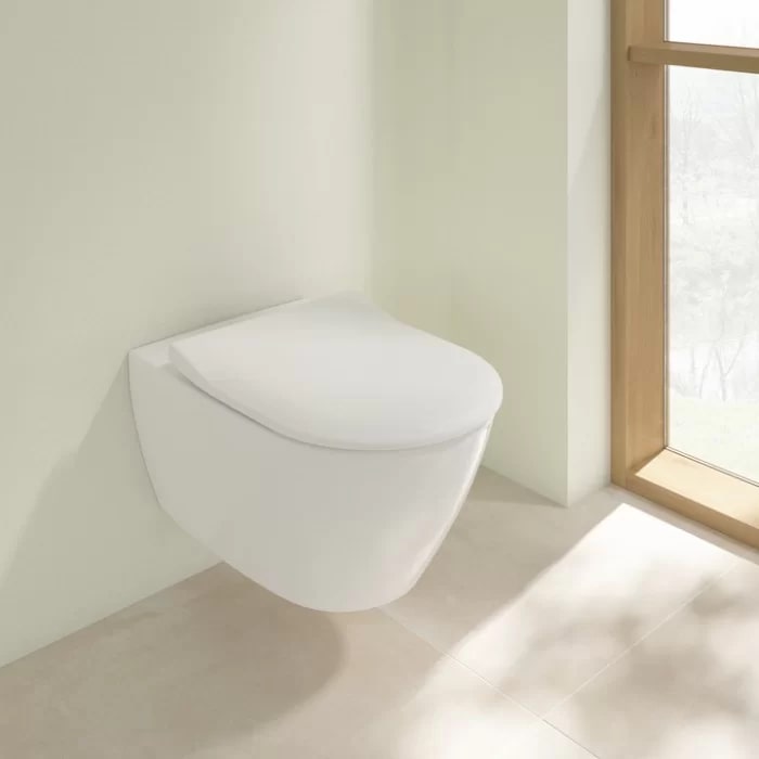 Фото Унитаз подвесной Villeroy & Boch Subway 2.0 5614R201, безободковый, с сиденьем с микролифтом, белый глянцевый